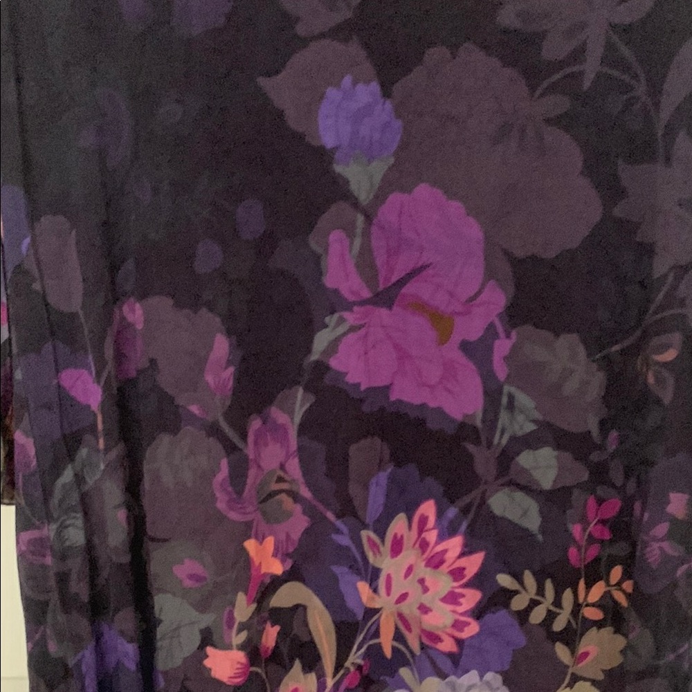 Johnny Was Black and Purple Sheath Maxi Dress V-Neck - Picture 4 of 5